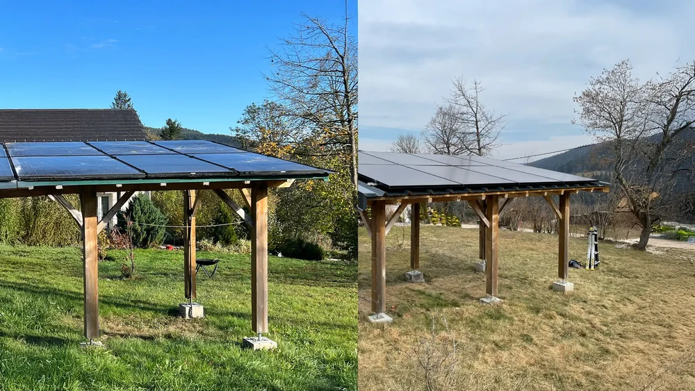 Intérieur de bâtiment en construction avec charpente en bois apparente et murs en parpaings